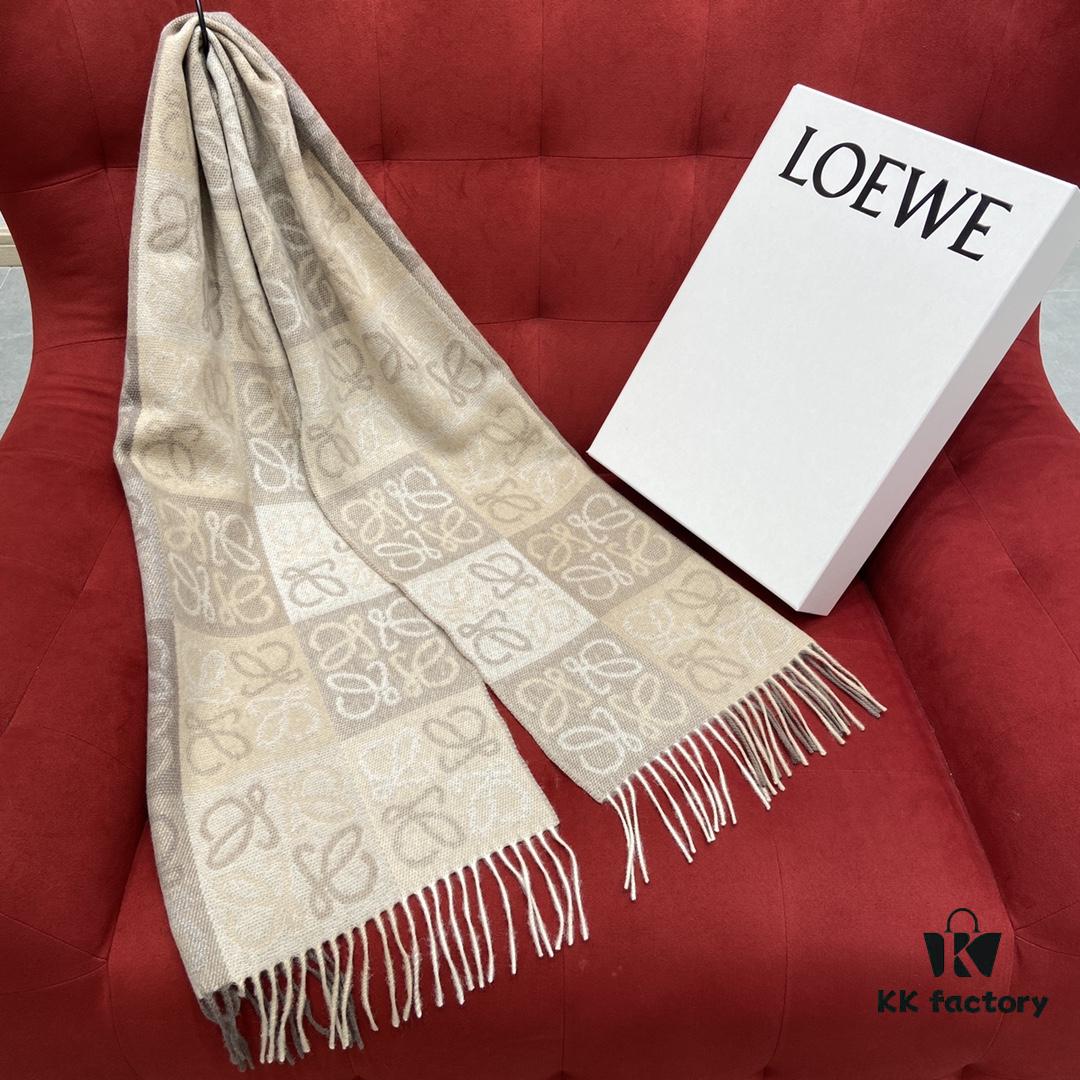 6931a95cccd8ab3d7af9dc1e Bestseller LOEWE Unisex Bicolor Checkered Scarf Made Entirely of Anagram Pattern, Retro and Stylish with Super Soft and Comfortable Touch, 90% Wool 10% Cashmere, 40cm x 180cm