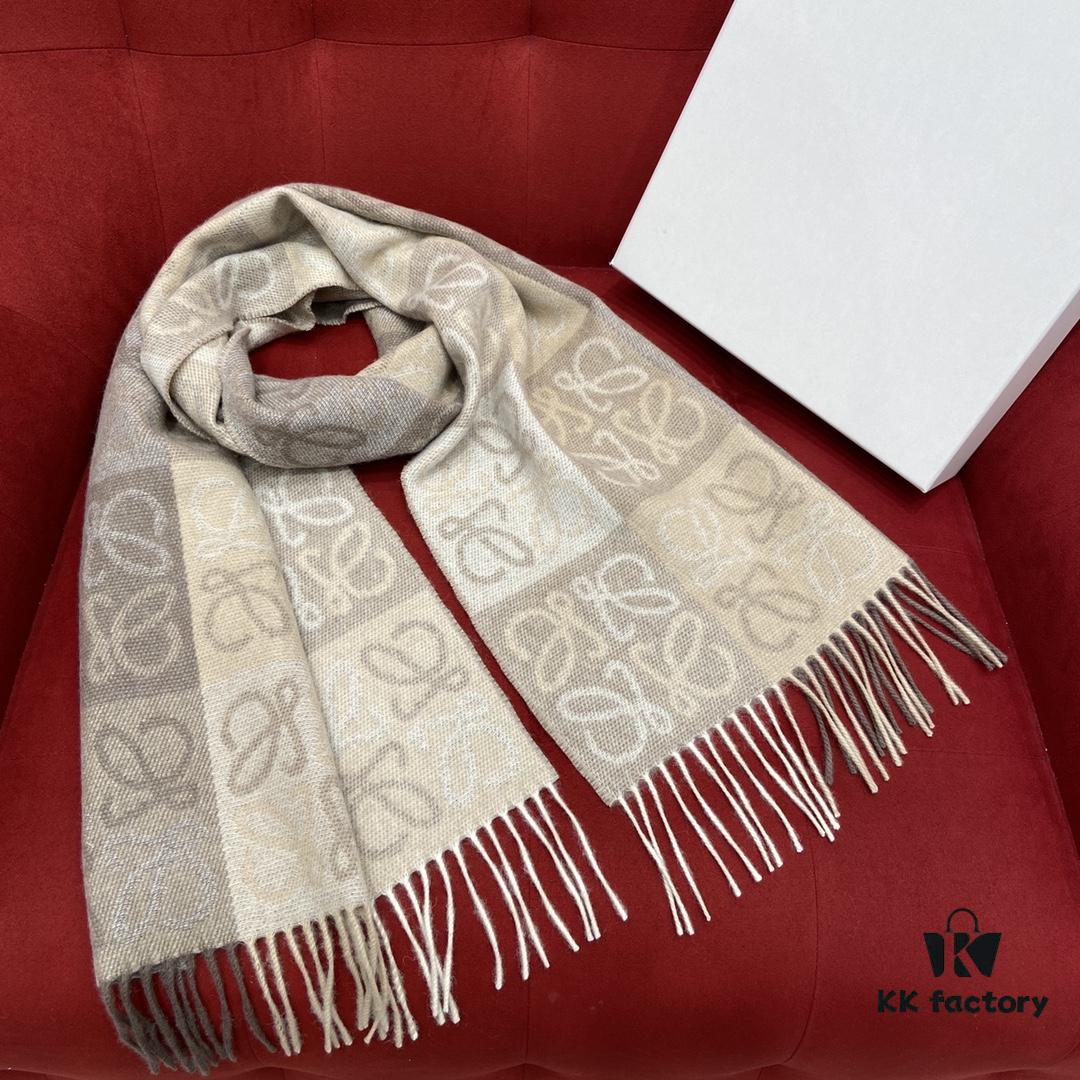 6931a95dccd8ab3d7af9dc21 Bestseller LOEWE Unisex Bicolor Checkered Scarf Made Entirely of Anagram Pattern, Retro and Stylish with Super Soft and Comfortable Touch, 90% Wool 10% Cashmere, 40cm x 180cm