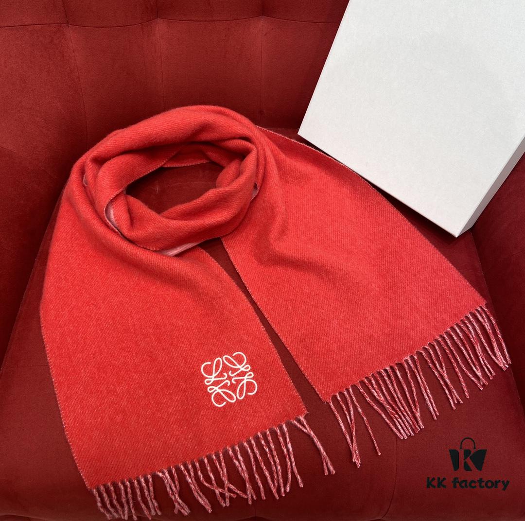 6931a95fccd8ab3d7af9dc33 Watermelon Red LOEWE Classic Unisex Scarf – Winter Must-Have – 90% Wool + 10% Cashmere, 30x180cm