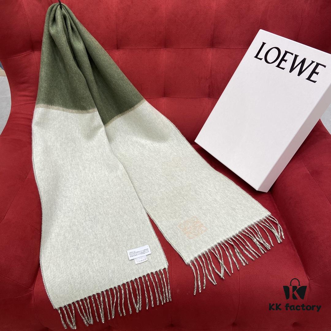 6931a95fccd8ab3d7af9dc3a Light Green and Gray Patchwork LOEWE Classic Unisex Scarf – Winter Must-Have – 90% Wool and 10% Cashmere, Warm and Soft, 30x180CM
