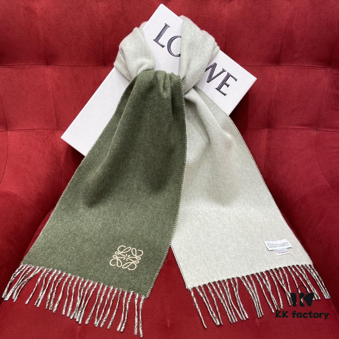 6931a95fccd8ab3d7af9dc3b Light Green and Gray Patchwork LOEWE Classic Unisex Scarf – Winter Must-Have – 90% Wool and 10% Cashmere, Warm and Soft, 30x180CM