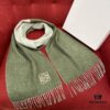 6931a95fccd8ab3d7af9dc3c Light Green and Gray Patchwork LOEWE Classic Unisex Scarf – Winter Must-Have – 90% Wool and 10% Cashmere, Warm and Soft, 30x180CM