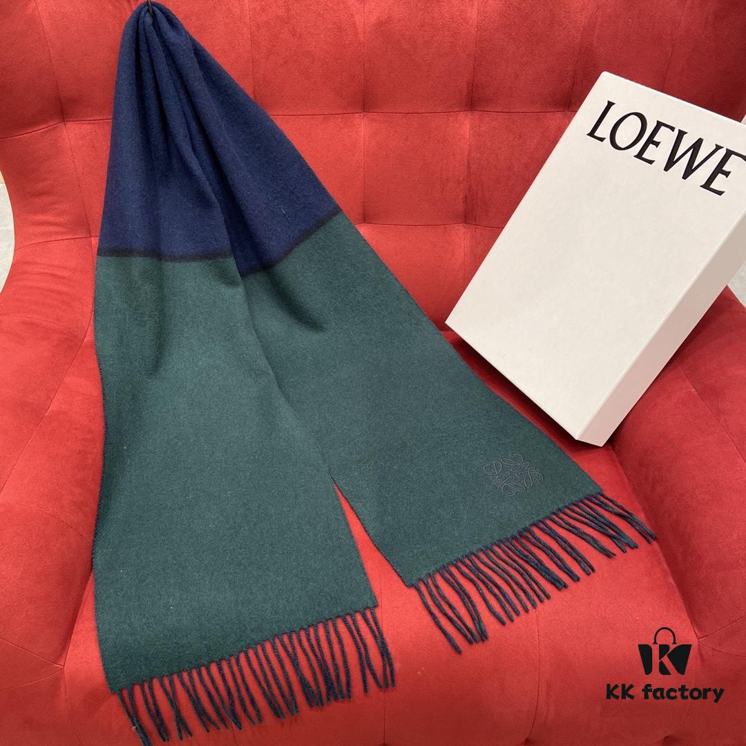 6931a960ccd8ab3d7af9dc42 Emerald Green and Blue Combined LOEWE Classic Unisex Scarf – Winter Must-Have – 90% Wool and 10% Cashmere, Warm and Soft, 30*180CM