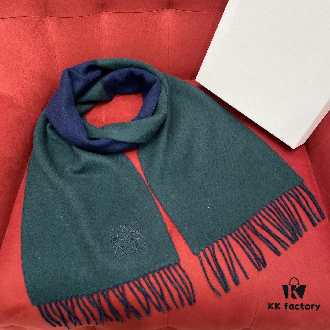 6931a960ccd8ab3d7af9dc45 Emerald Green and Blue Combined LOEWE Classic Unisex Scarf – Winter Must-Have – 90% Wool and 10% Cashmere, Warm and Soft, 30*180CM