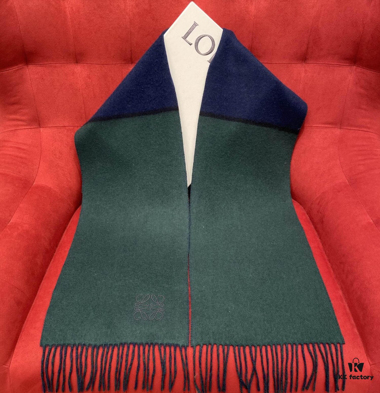 6931a961ccd8ab3d7af9dc4a Emerald Green and Blue Combined LOEWE Classic Unisex Scarf – Winter Must-Have – 90% Wool and 10% Cashmere, Warm and Soft, 30*180CM