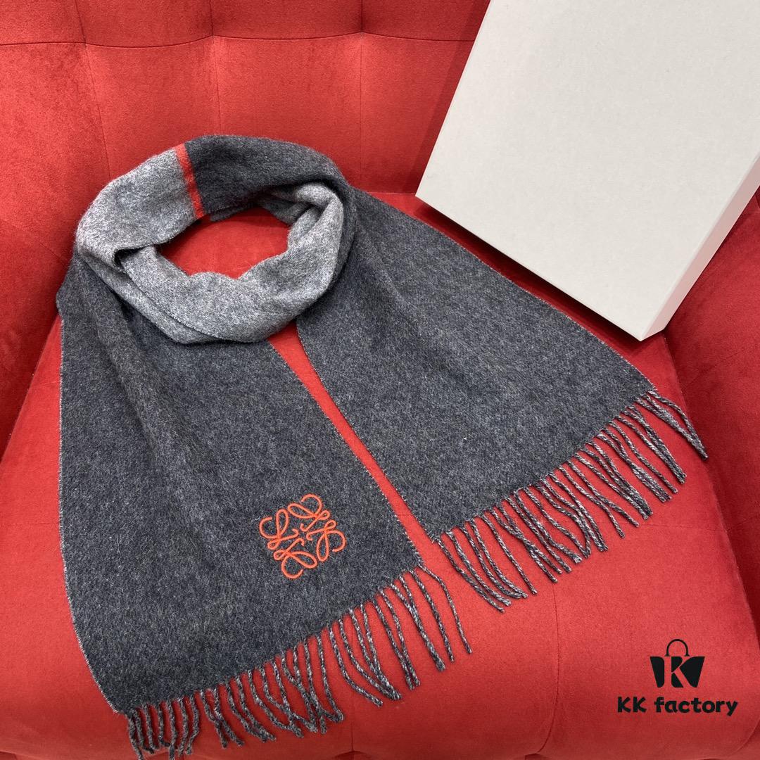 6931a961ccd8ab3d7af9dc4e Black and Gray LOEWE Classic Unisex Scarf – Winter Must-Have – 90% Wool, 10% Cashmere