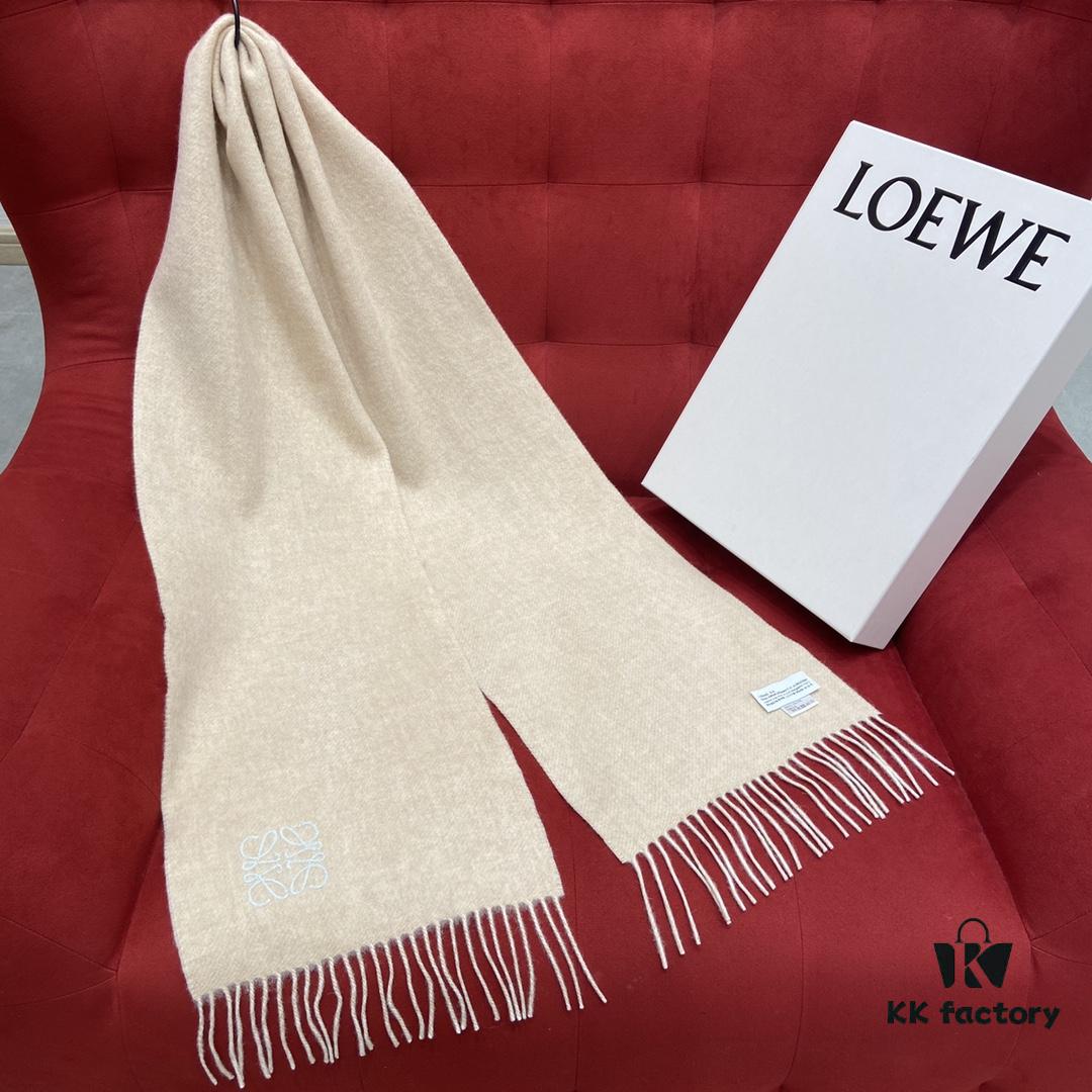6931a961ccd8ab3d7af9dc55 Beige LOEWE Classic Unisex Scarf – Winter Must-Have – 90% Wool 10% Cashmere, Warm and Soft, 30*180CM