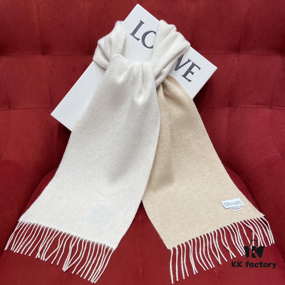 6931a961ccd8ab3d7af9dc56 Beige LOEWE Classic Unisex Scarf – Winter Must-Have – 90% Wool 10% Cashmere, Warm and Soft, 30*180CM