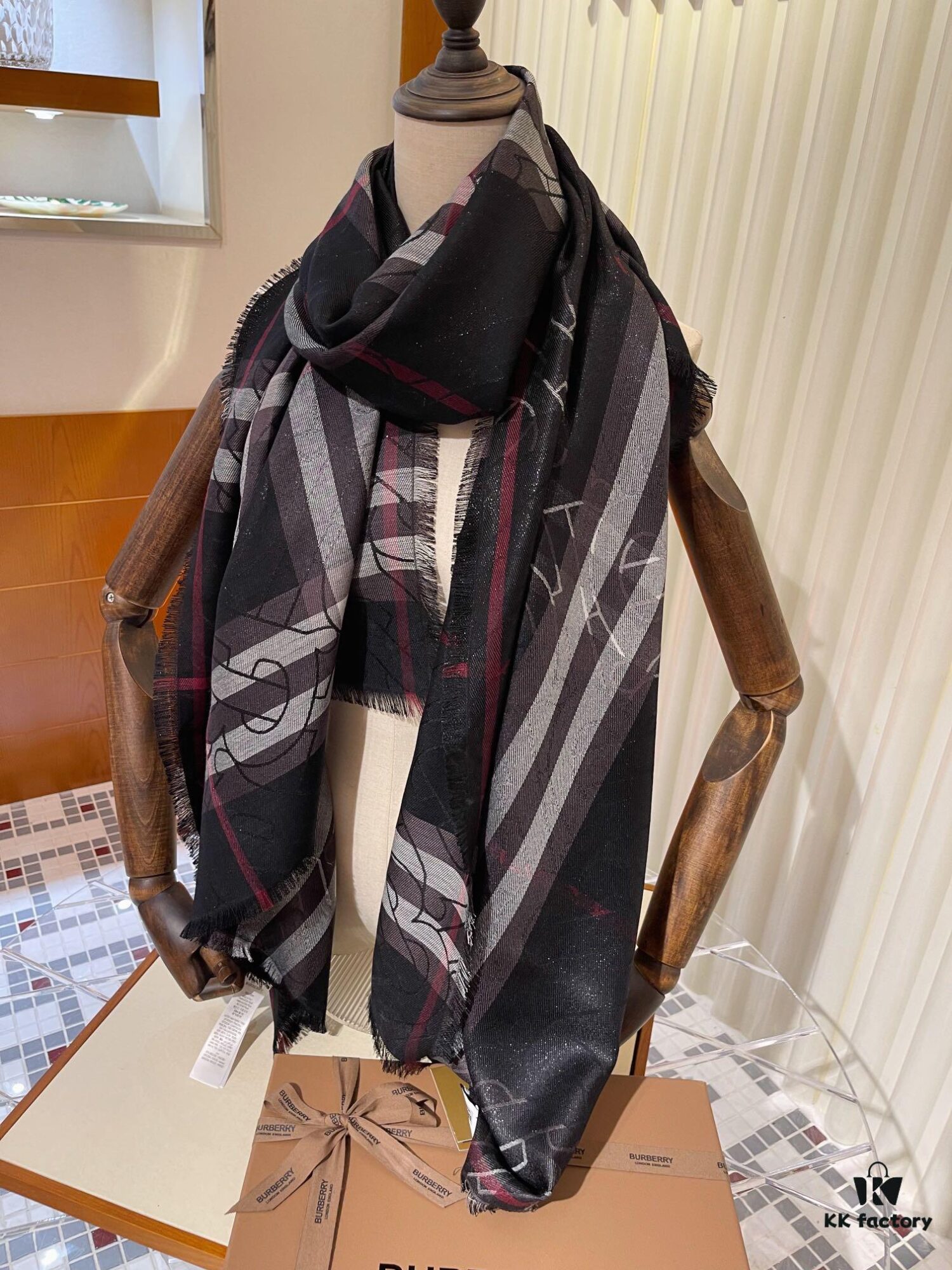 6931a96bccd8ab3d7af9dcec Burberry New Metallic Signature Check Scarf – Versatile, Elegant, and Luxuriously Textured