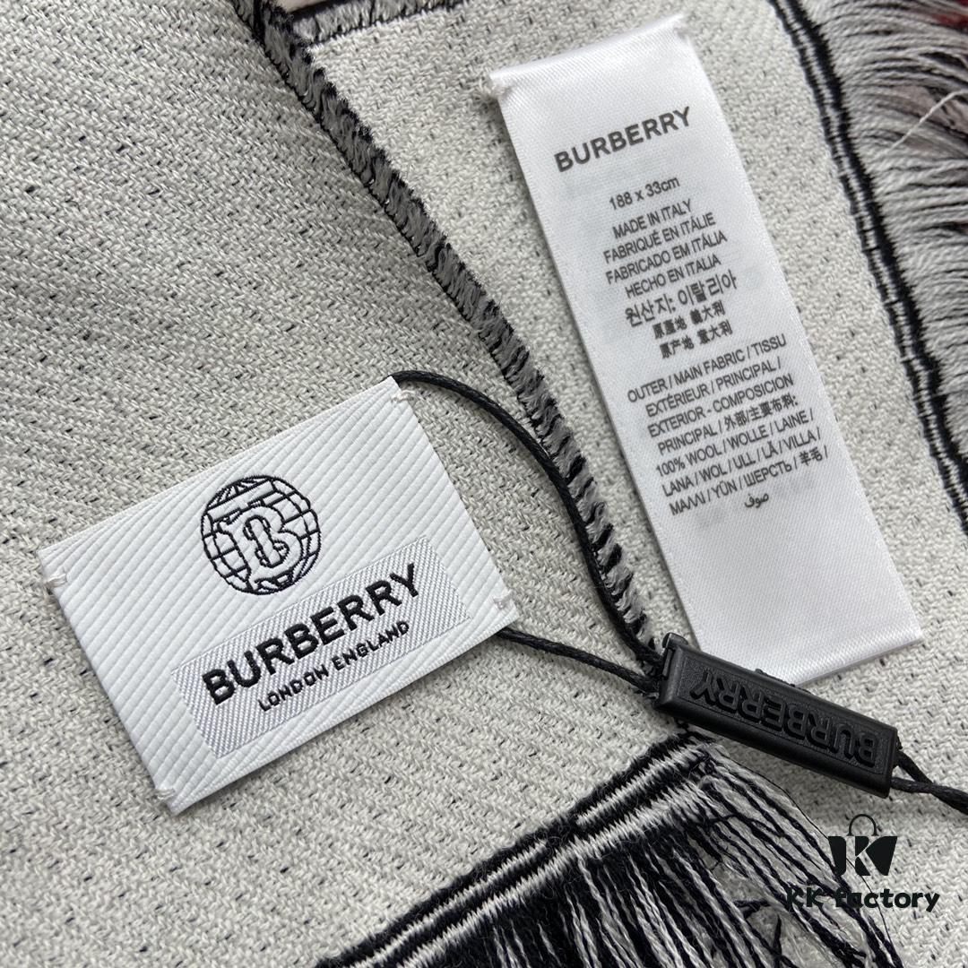 6931a96fccd8ab3d7af9dd2e Black and White BURBERRY Classic Large Letter Scarf, 100% Wool, 33*188cm
