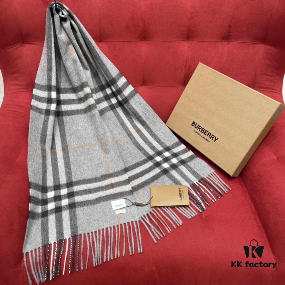 6931a971ccd8ab3d7af9dd53 Gray BURBERRY Classic Entry-Level Bestseller Scarf, Timeless Check Pattern, Simple and Elegant Unisex Design, Never-Go-Out-of-Fashion Accessory