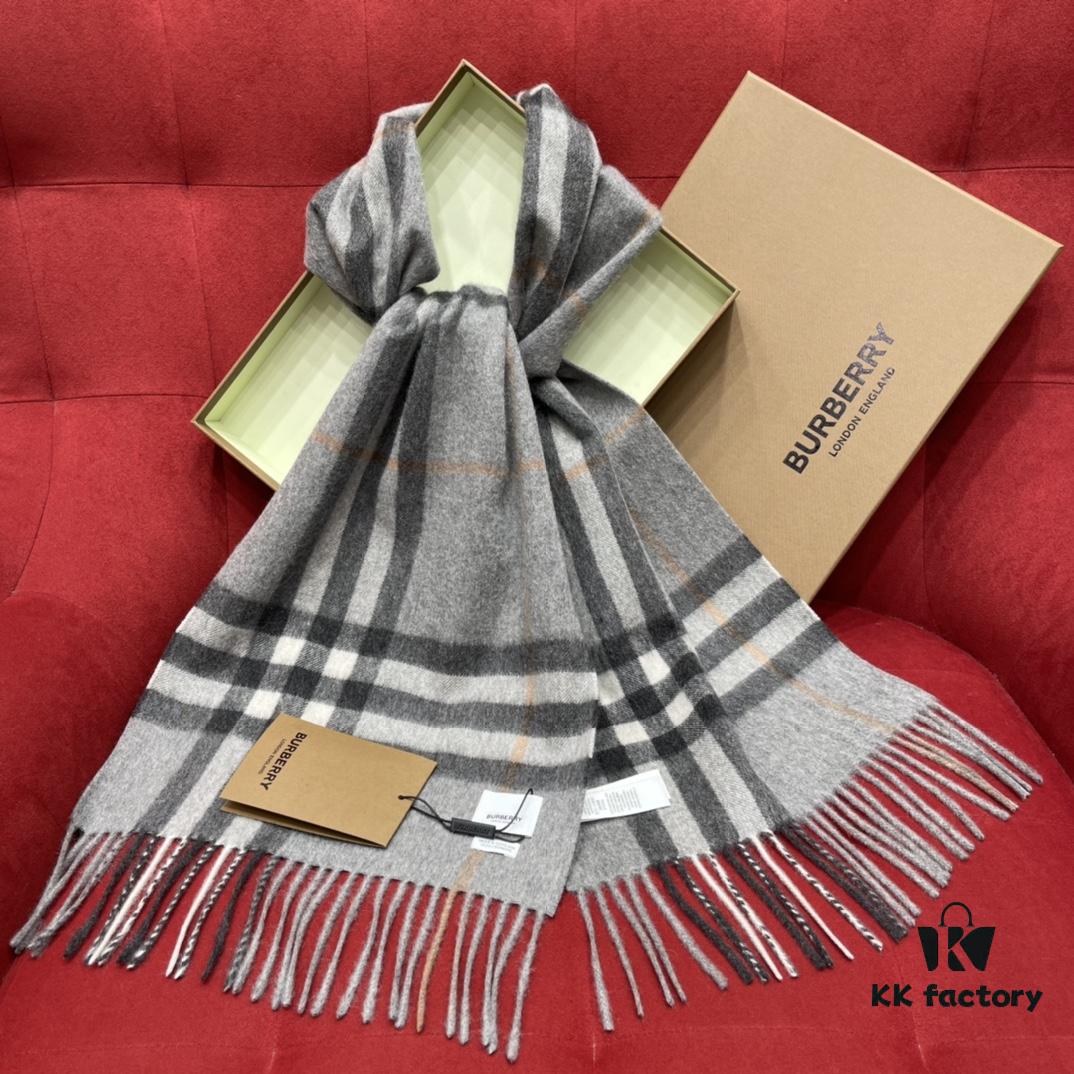 6931a971ccd8ab3d7af9dd55 Gray BURBERRY Classic Entry-Level Bestseller Scarf, Timeless Check Pattern, Simple and Elegant Unisex Design, Never-Go-Out-of-Fashion Accessory