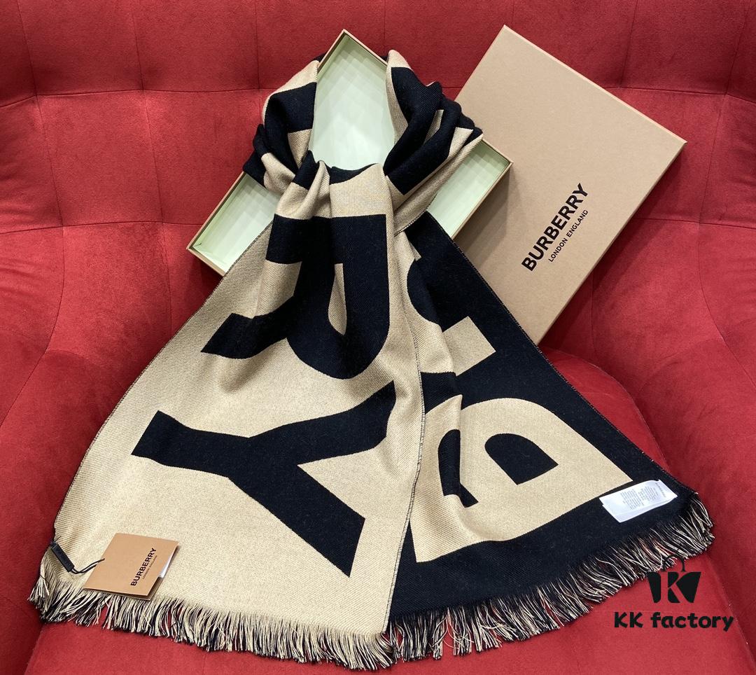 6931a972ccd8ab3d7af9dd5e Black Coffee Color BURBERRY Classic Monogram Wool Scarf 100% Wool 33*188cm