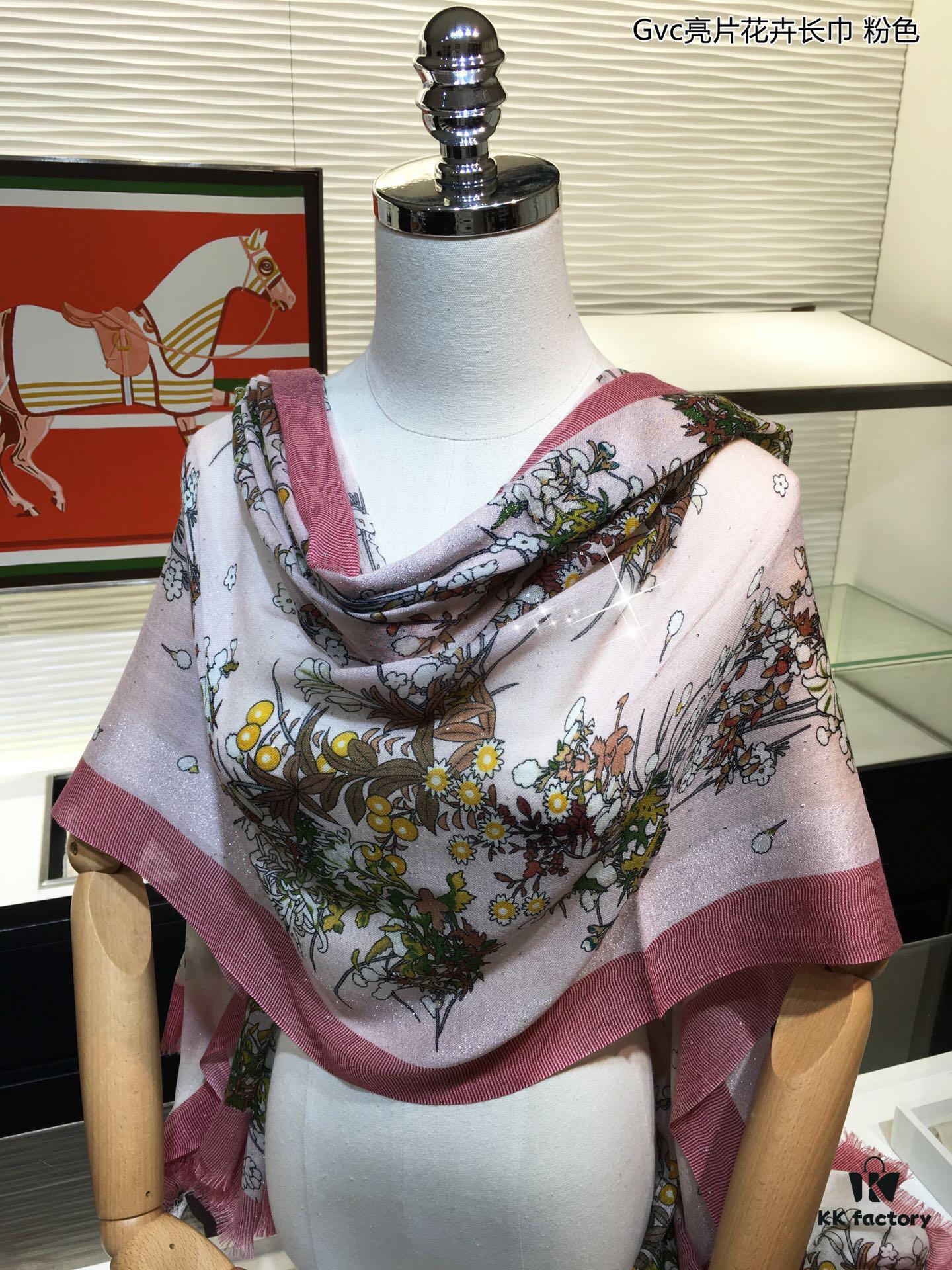 6931a974ccd8ab3d7af9dd7e Glowing Gvc Sequin Floral Cashmere Scarf - Premium Pure Cashmere with Silver Thread, Exclusive New Arrival
