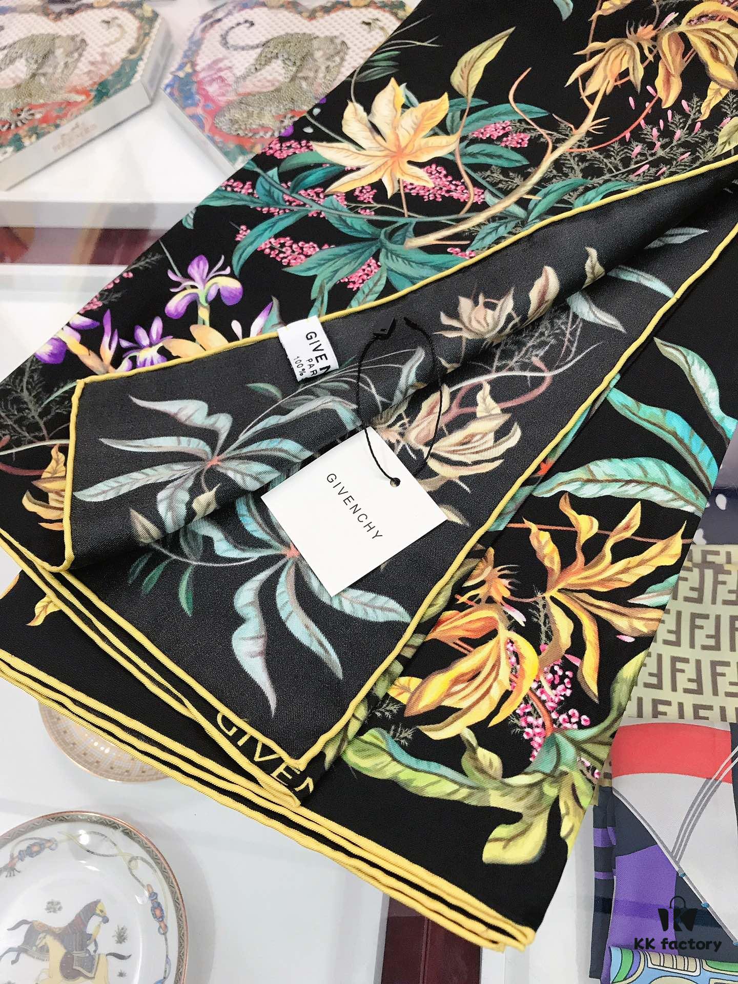 6931a976ccd8ab3d7af9dda5 CIVENCHY 90x90cm Luxury Silk Scarf in 100% Mulberry Silk – Elegant Fringe Design, High-End Fashion Accessory