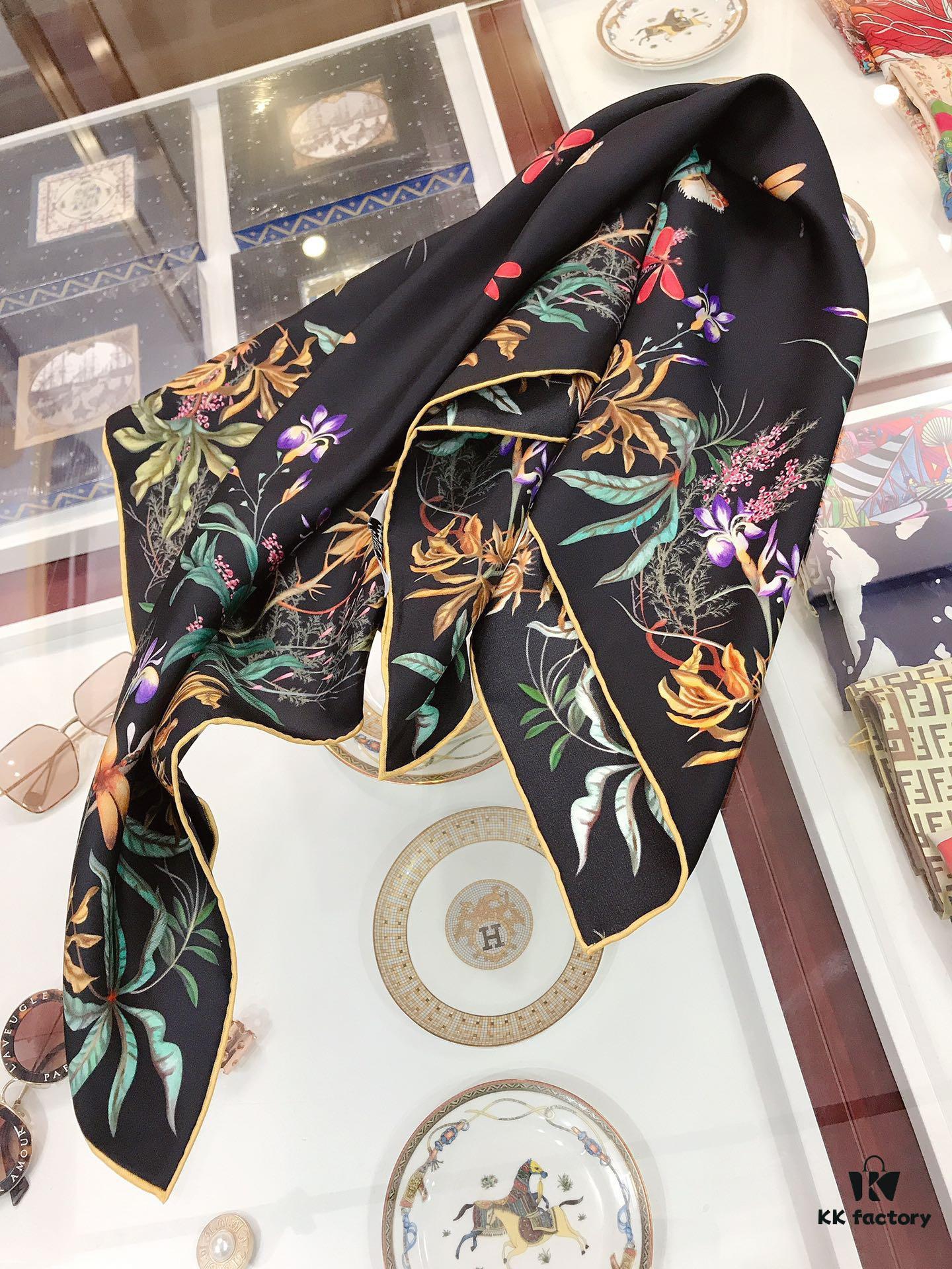 6931a976ccd8ab3d7af9dda6 CIVENCHY 90x90cm Luxury Silk Scarf in 100% Mulberry Silk – Elegant Fringe Design, High-End Fashion Accessory