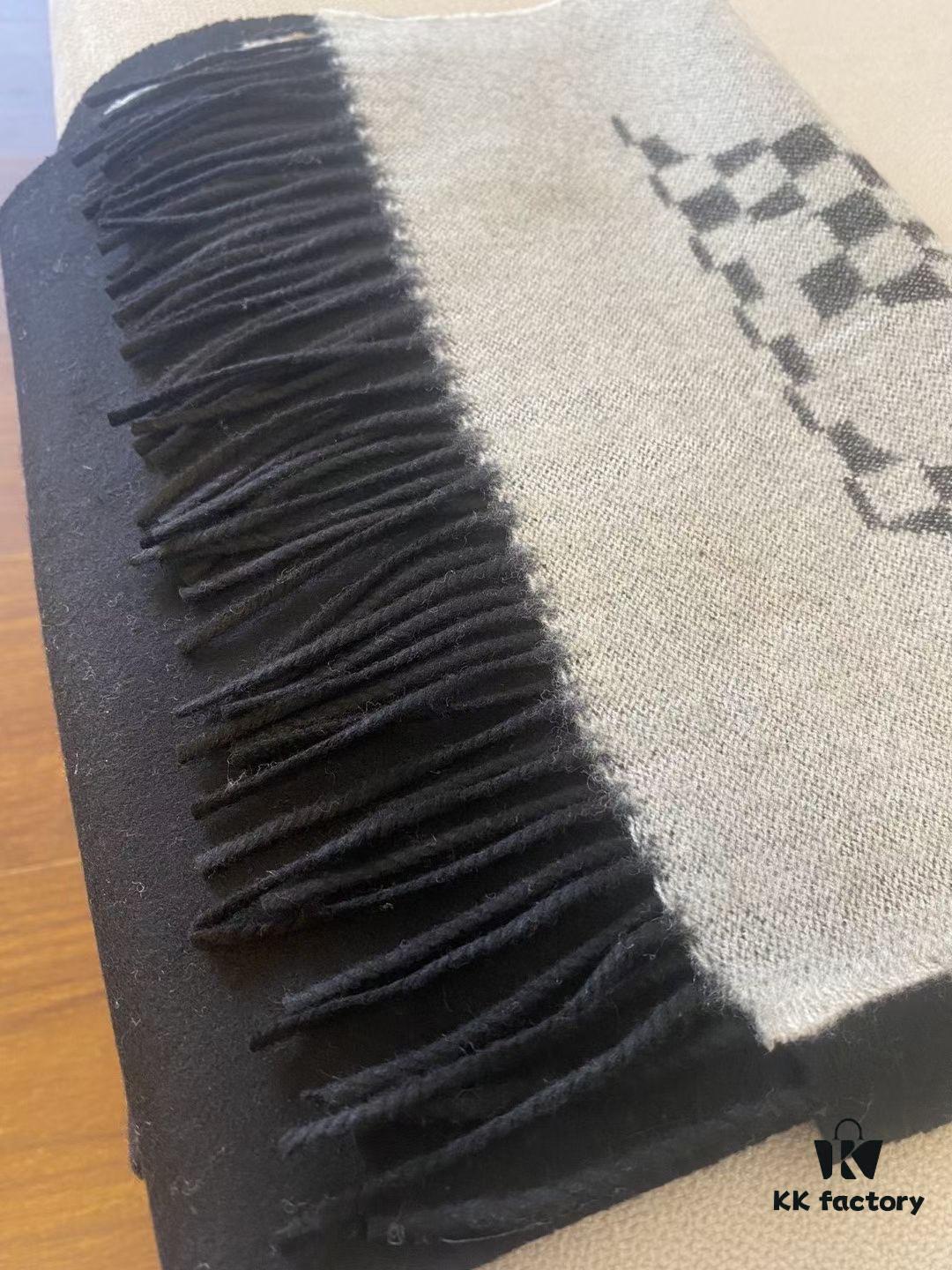 6931a979ccd8ab3d7af9ddd2 LV Latest Black and Gray Men's Cashmere Scarf with Two-Tone Design