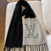 6931a979ccd8ab3d7af9ddd5 LV Latest Black and Gray Men's Cashmere Scarf with Two-Tone Design