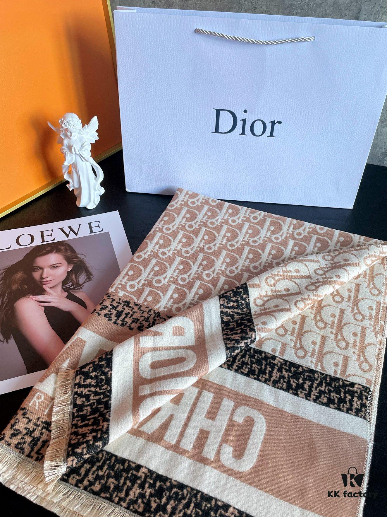 Dior Five-star Patchwork Scarf Khaki