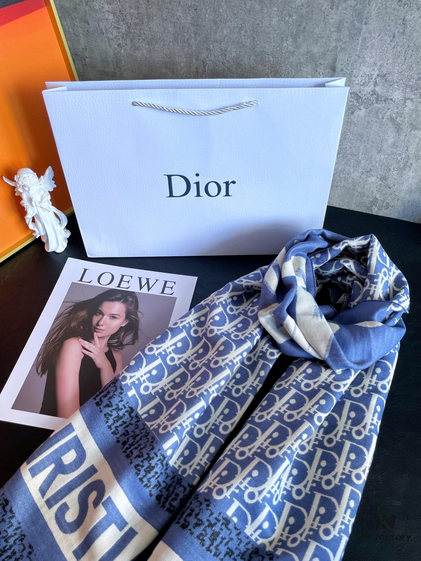 Dior Blue Five-Star Patchwork Scarf