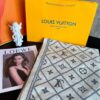 6931a980ccd8ab3d7af9de40 LV Checkered All-Over Double-Sided Cashmere Scarf in Gray