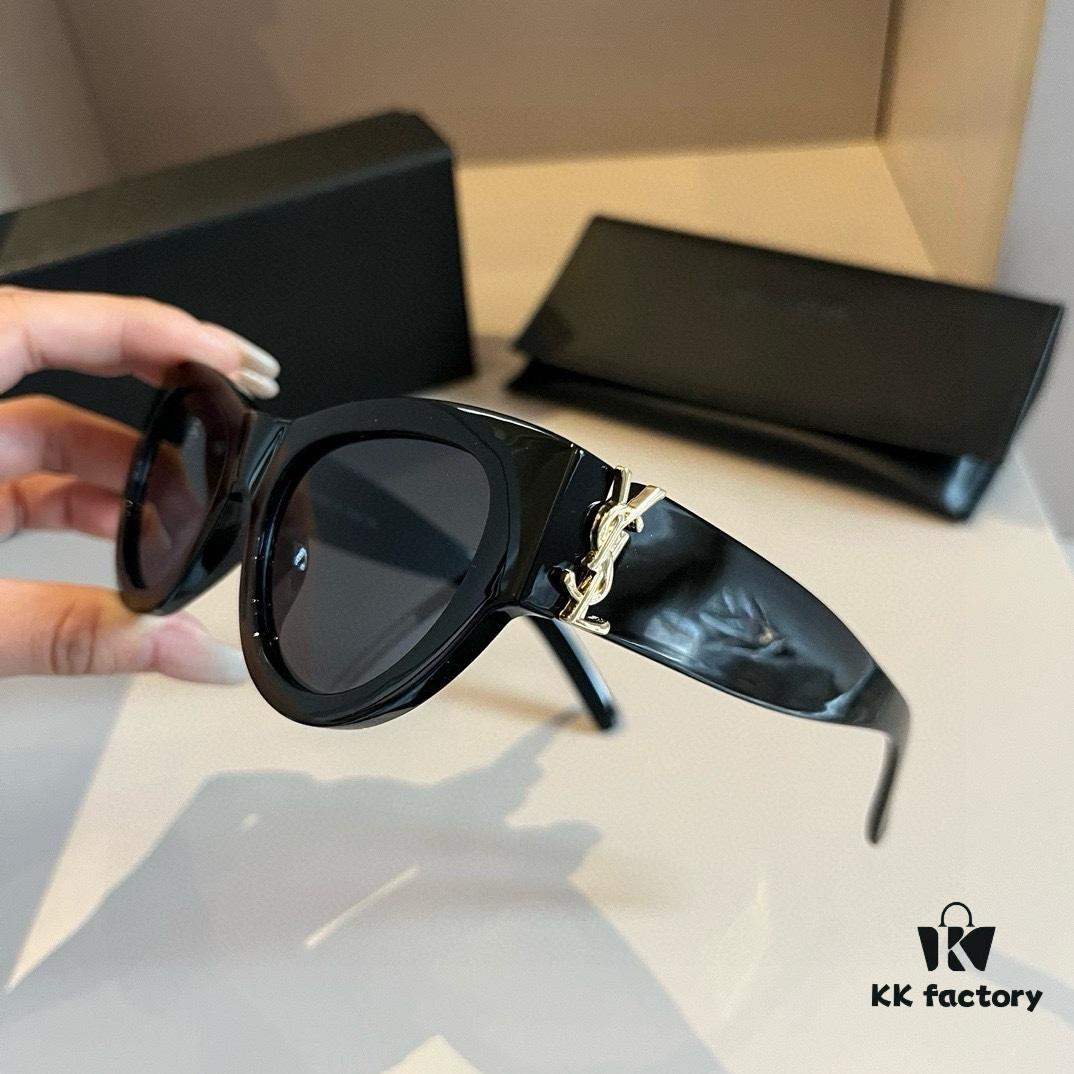 6931a9a3ccd8ab3d7af9e07c YSL Saint Laurent 2023 New Arrival SLM94 Gold Black Sunglasses