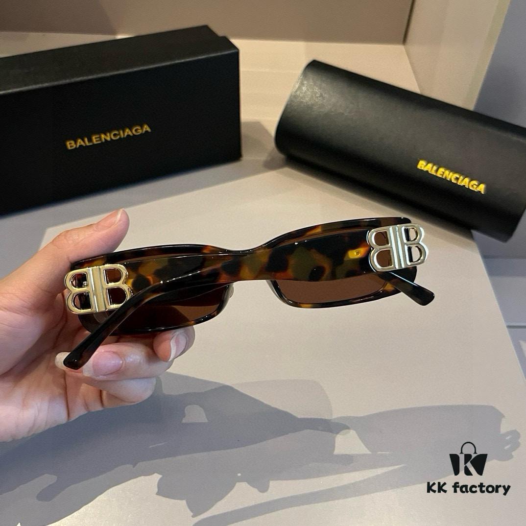 Balenciaga Black-Gold Aviator Sunglasses with Double B Logo