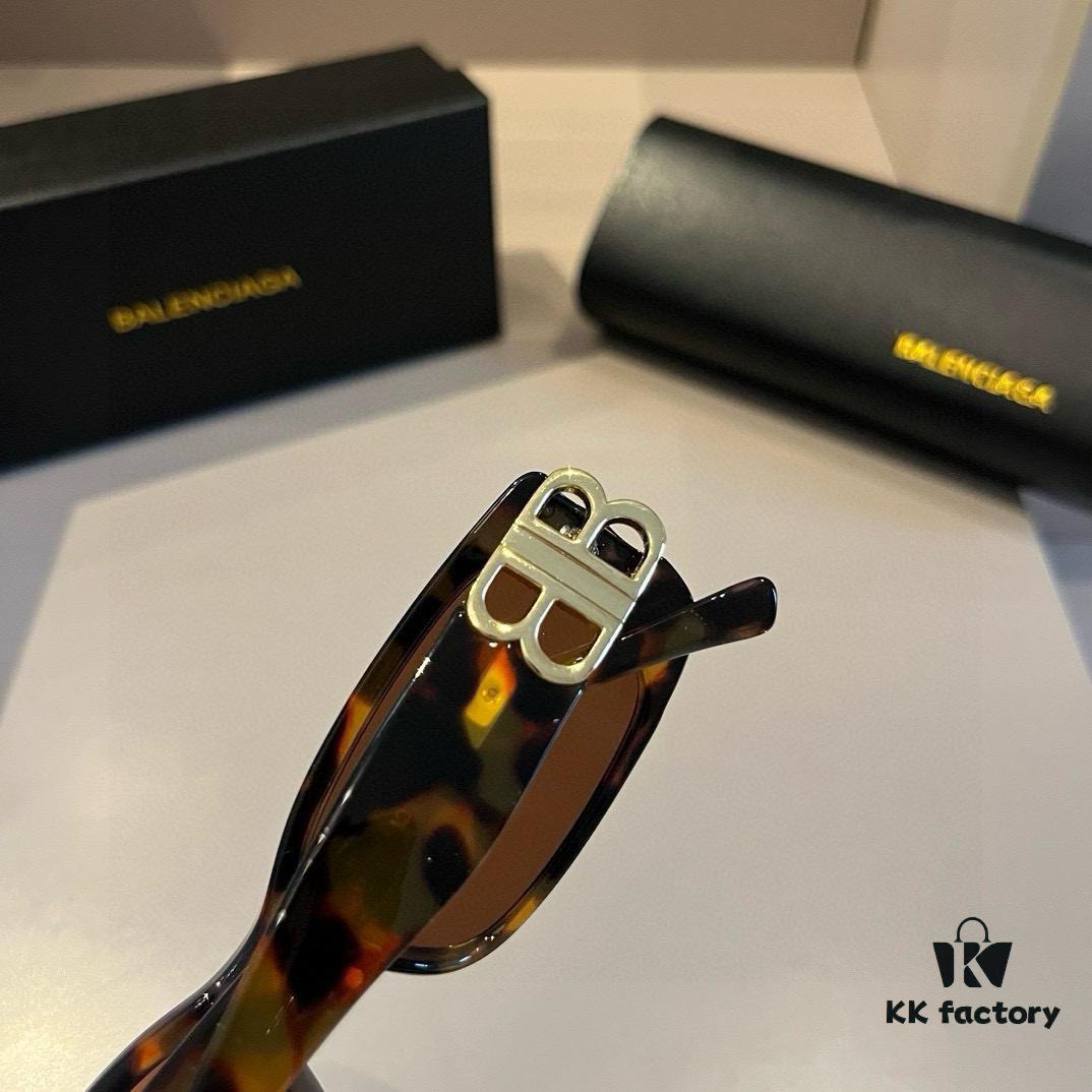 Balenciaga Black-Gold Aviator Sunglasses with Double B Logo