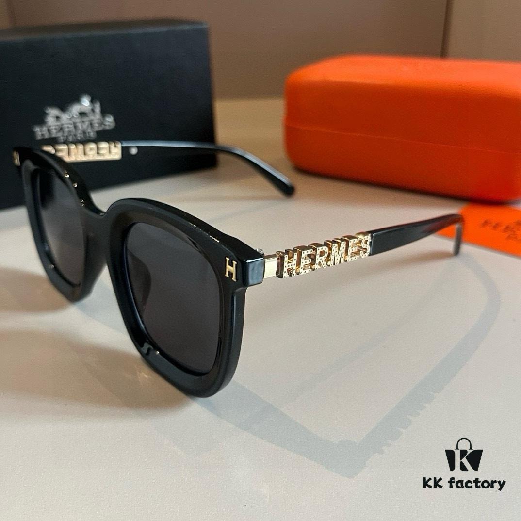 6931a9dcccd8ab3d7af9e41b Hermes Classic Square Frame Sunglasses, Flattering on All Face Shapes, Stylish with Coats or Dresses, Nylon Polarized Lenses for UV Protection