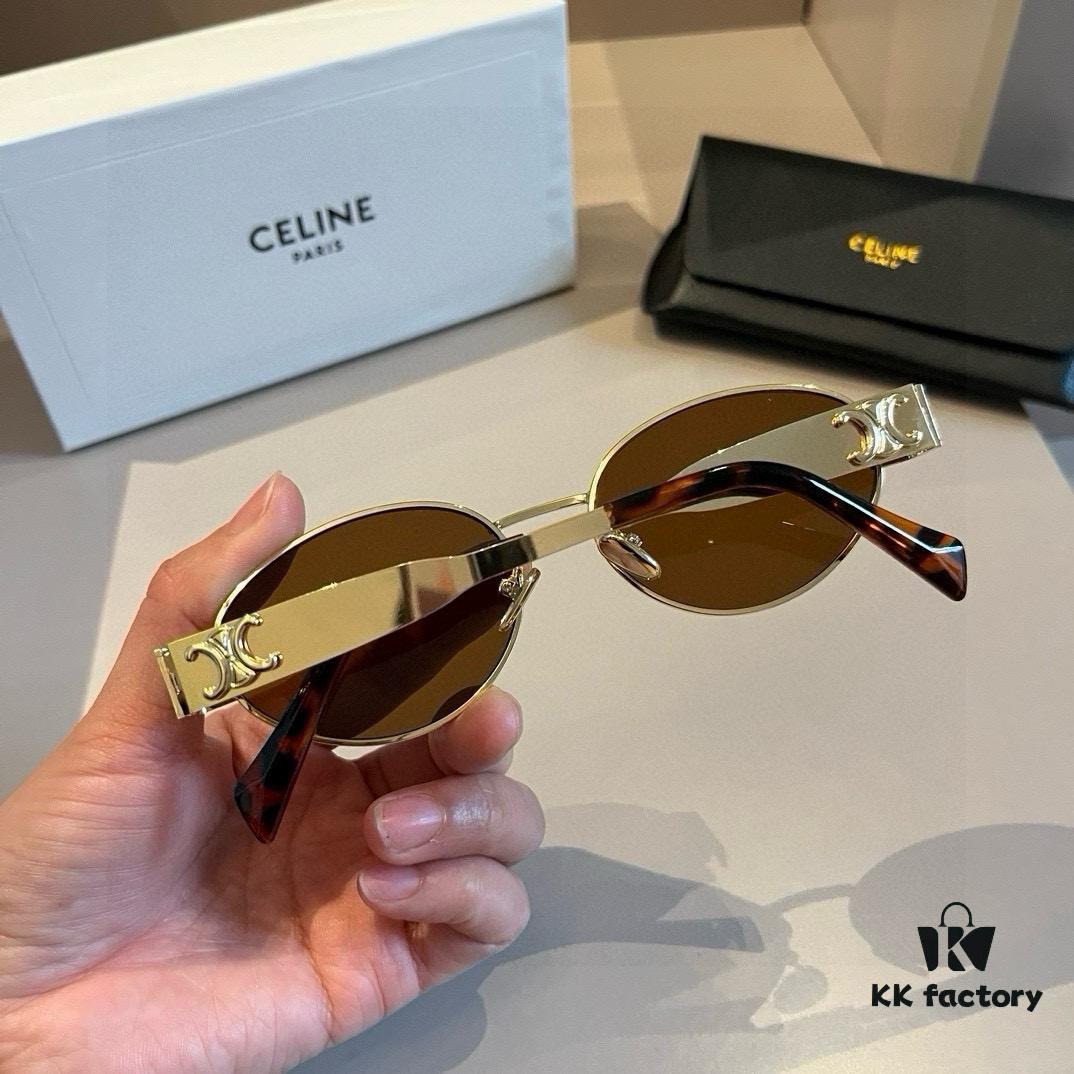 Lisa's Same Celine Retro Round Frame Sunglasses, Known as the 'Egg Superman' Style, Always Popular with the Arc de Triomphe Design, Hard to Get