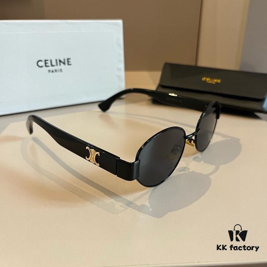 Celine New Archlight Sunglasses CL40222U, Same as Lisa's Oval Frame with Thick Metal Temples Exuding a Retro Vibe