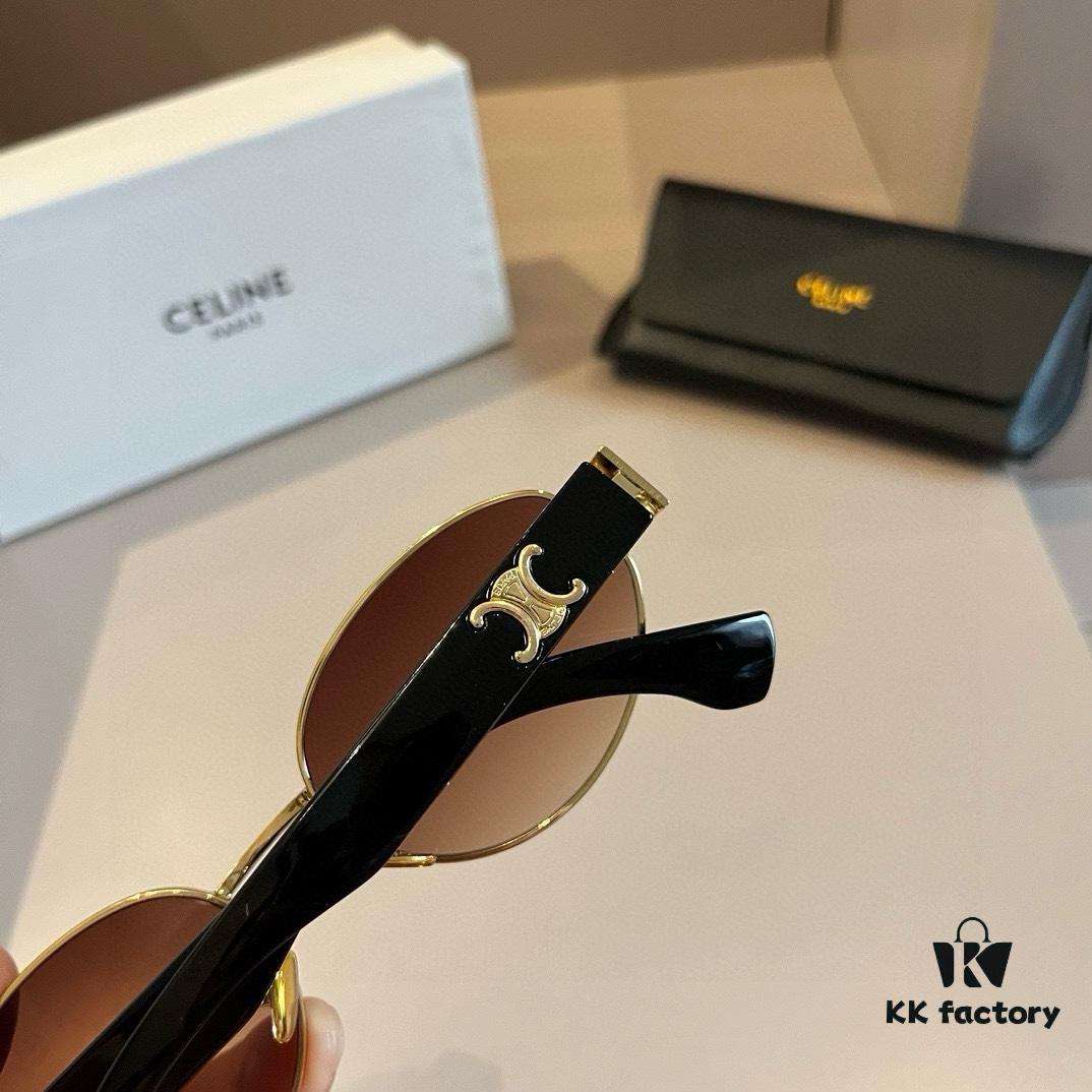 6931ab3fccd8ab3d7af9f9f3 Celine New Archlight Sunglasses CL40222U, Same as Lisa's Oval Frame with Thick Metal Temples Exuding a Retro Vibe