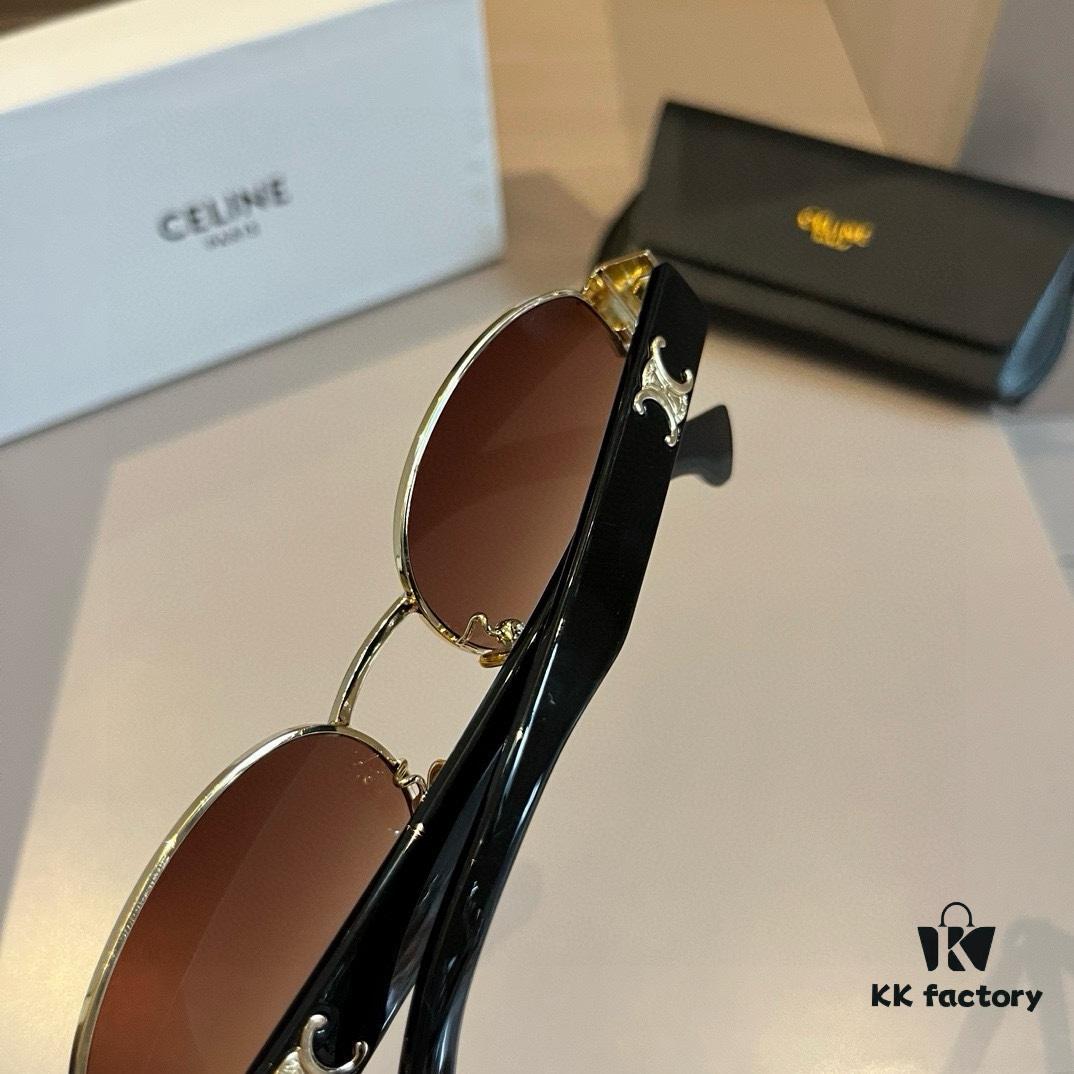 6931ab3fccd8ab3d7af9f9f4 Celine New Archlight Sunglasses CL40222U, Same as Lisa's Oval Frame with Thick Metal Temples Exuding a Retro Vibe