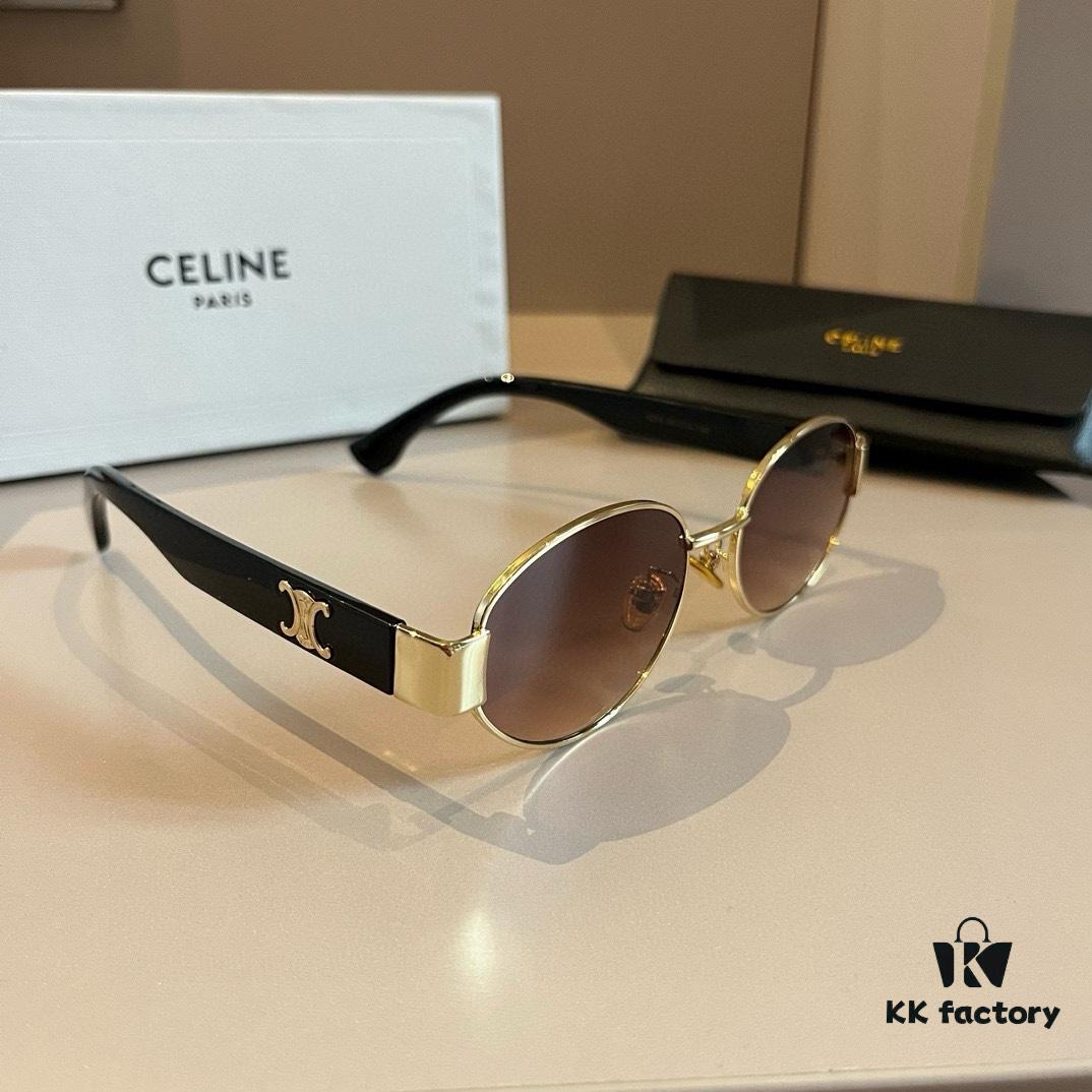 6931ab46ccd8ab3d7af9fa51 Celine New Archlight Sunglasses CL40222U, Same as Lisa's Oval Frame with Thick Metal Temples Exuding a Retro Vibe