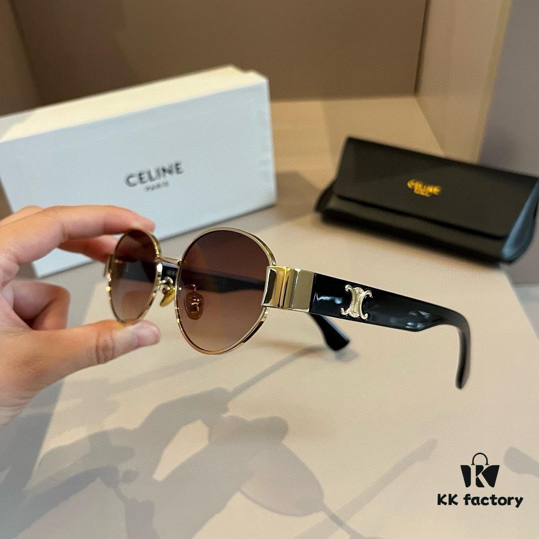 6931ab46ccd8ab3d7af9fa54 Celine New Archlight Sunglasses CL40222U, Same as Lisa's Oval Frame with Thick Metal Temples Exuding a Retro Vibe