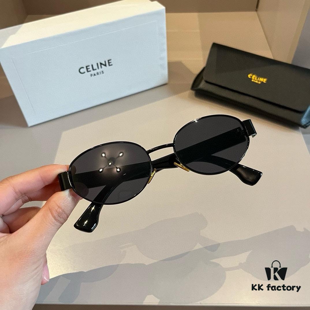 6931ab47ccd8ab3d7af9fa5e Celine New Archlight Sunglasses CL40222U, Same as Lisa's Oval Frame with Thick Metal Temples Exuding a Retro Vibe