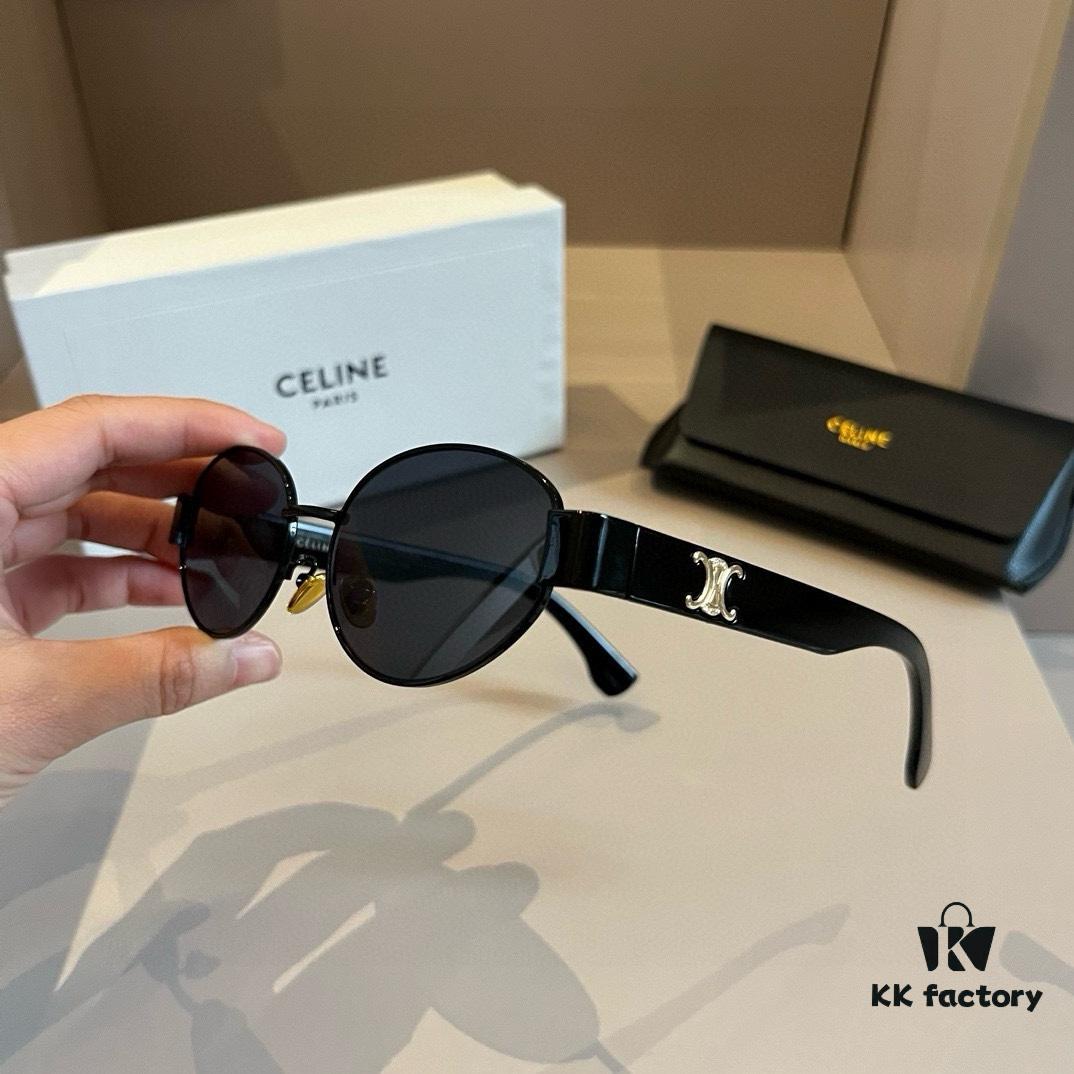 6931ab4cccd8ab3d7af9faa8 Celine New Archlight Sunglasses CL40222U, Same as Lisa's Oval Frame with Thick Metal Temples, Exuding a Vintage Vibe