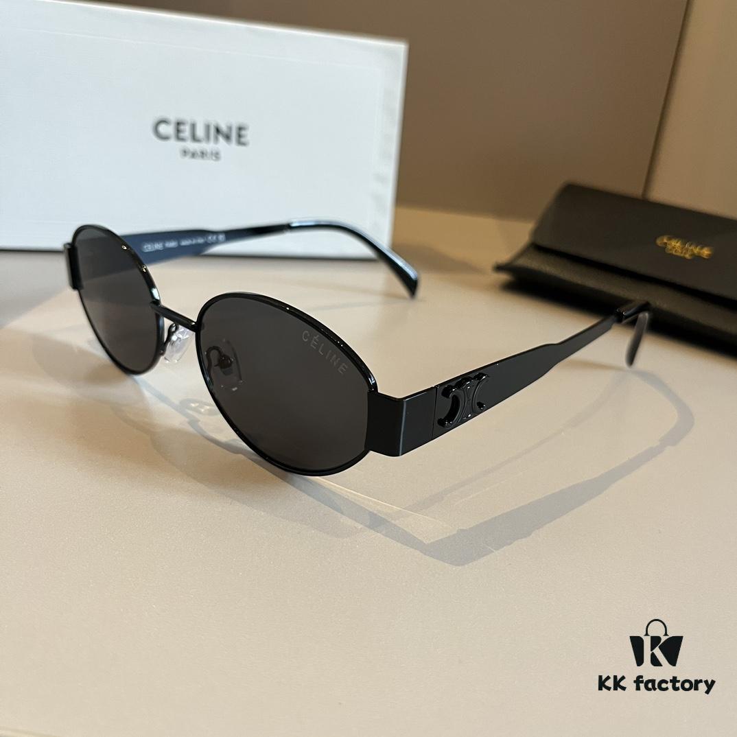 Lisa's Same Style - Celine Retro Round Frame Sunglasses, The Popular 'Egg Superman' Design from Celine