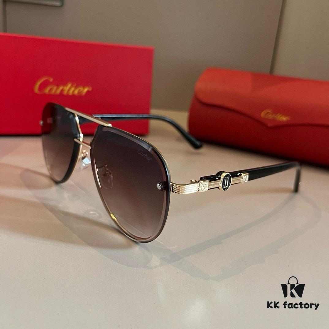 6931ab66ccd8ab3d7af9fc2d Cartier Men's Official Website 1:1 Large Aviator Sunglasses, High-End and Elegant, Minimalist Signature Logo on Temples, Luxurious Eyewear