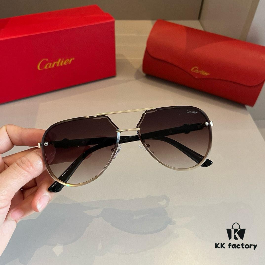 6931ab66ccd8ab3d7af9fc2e Cartier Men's Official Website 1:1 Large Aviator Sunglasses, High-End and Elegant, Minimalist Signature Logo on Temples, Luxurious Eyewear
