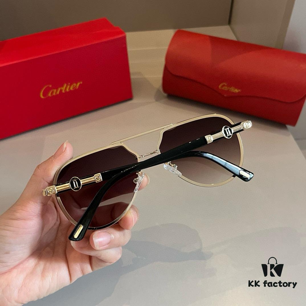 6931ab66ccd8ab3d7af9fc2f Cartier Men's Official Website 1:1 Large Aviator Sunglasses, High-End and Elegant, Minimalist Signature Logo on Temples, Luxurious Eyewear