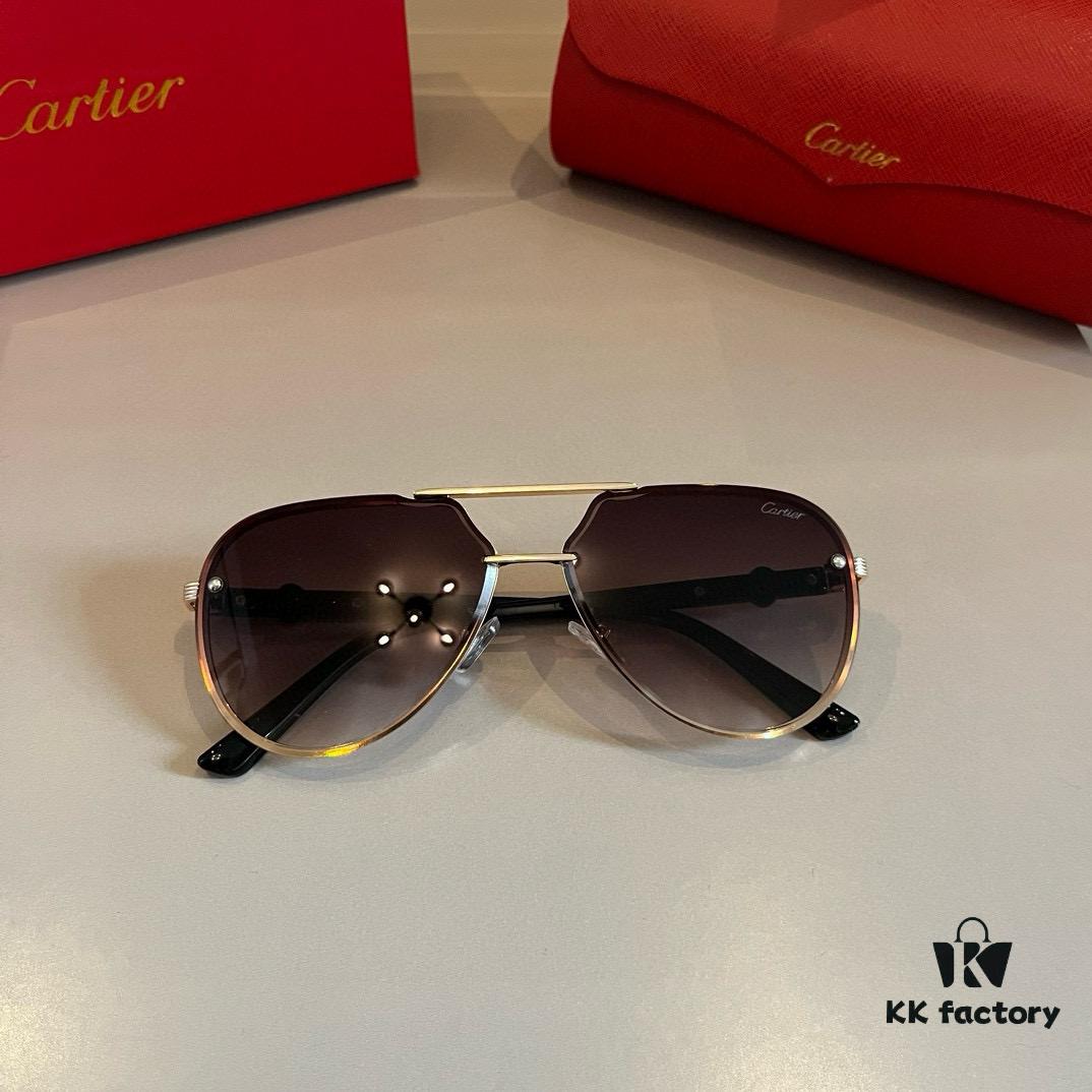 6931ab66ccd8ab3d7af9fc33 Cartier Men's Official Website 1:1 Large Aviator Sunglasses, High-End and Elegant, Minimalist Signature Logo on Temples, Luxurious Eyewear