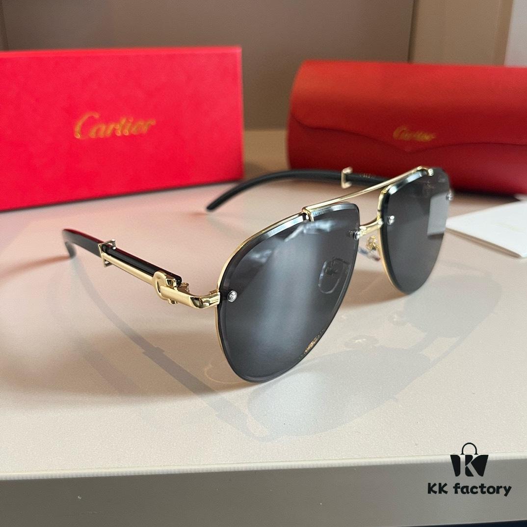 6931ab68ccd8ab3d7af9fc4e Cartier Men's High-End Aviator Sunglasses, 1:1 Replica, Elegant and Luxurious Design with Minimalist Logo on Temple