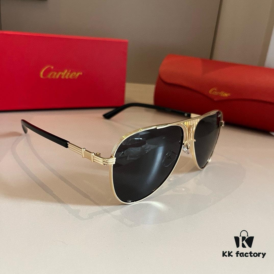 6931ab68ccd8ab3d7af9fc57 Cartier Men's Official Website 1:1 Large Aviator Sunglasses, High-End and Elegant, Featuring Minimalist Signature Logo on Temples, Luxurious Eyewear