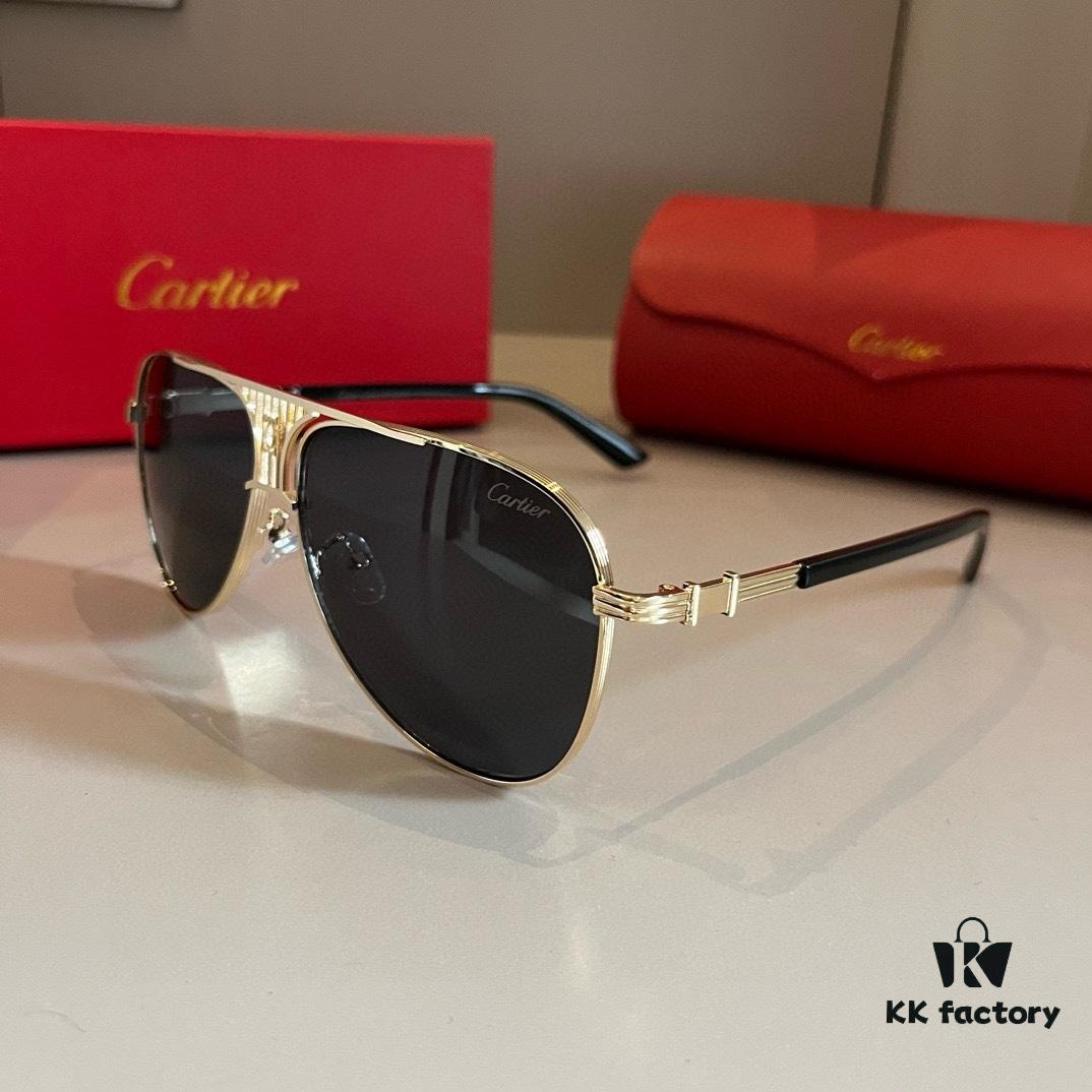 6931ab69ccd8ab3d7af9fc59 Cartier Men's Official Website 1:1 Large Aviator Sunglasses, High-End and Elegant, Featuring Minimalist Signature Logo on Temples, Luxurious Eyewear