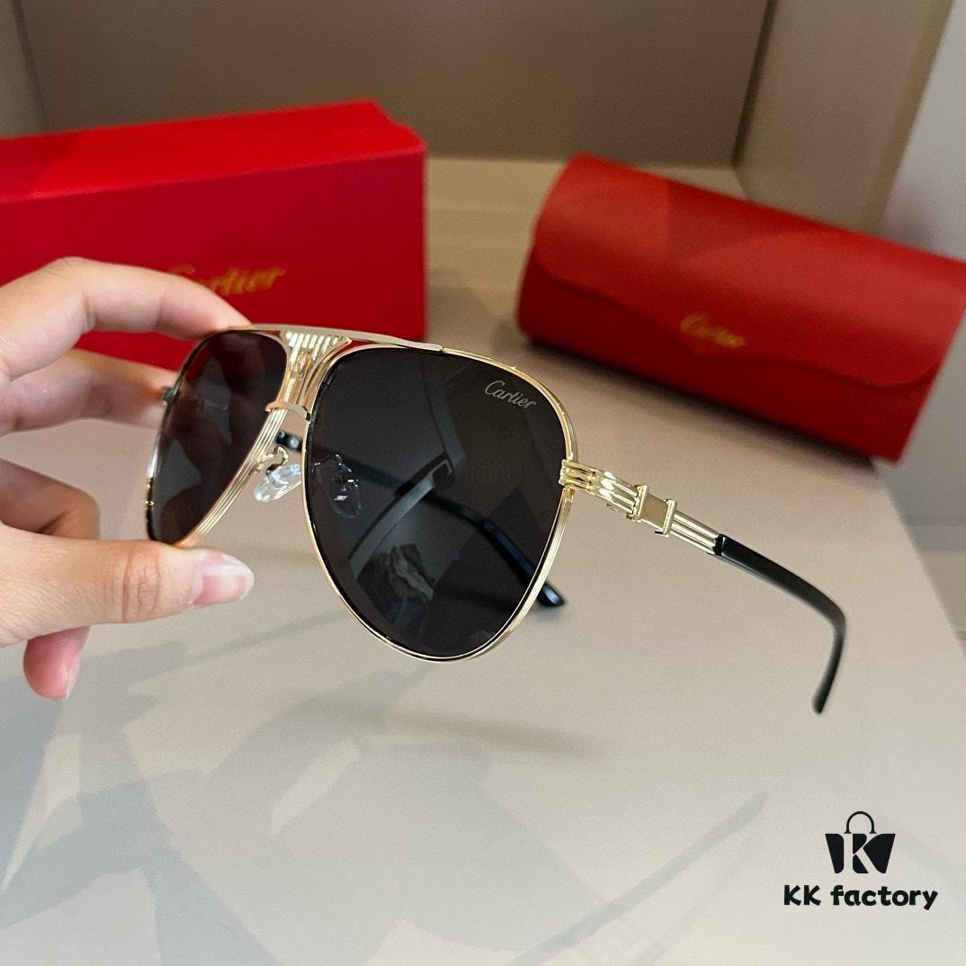 6931ab69ccd8ab3d7af9fc5a Cartier Men's Official Website 1:1 Large Aviator Sunglasses, High-End and Elegant, Featuring Minimalist Signature Logo on Temples, Luxurious Eyewear
