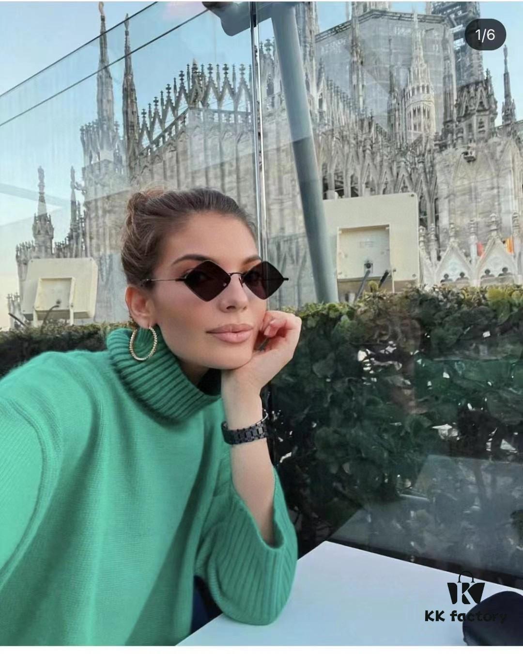 6931abddccd8ab3d7afa0345 YSL Saint Laurent Polygonal Lightweight Alloy Thin Frame Sunglasses for Women, Novelty Design Spring and Summer New Arrival