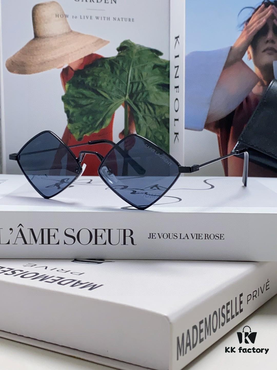 6931abddccd8ab3d7afa0348 YSL Saint Laurent Polygonal Lightweight Alloy Thin Frame Sunglasses for Women, Novelty Design Spring and Summer New Arrival
