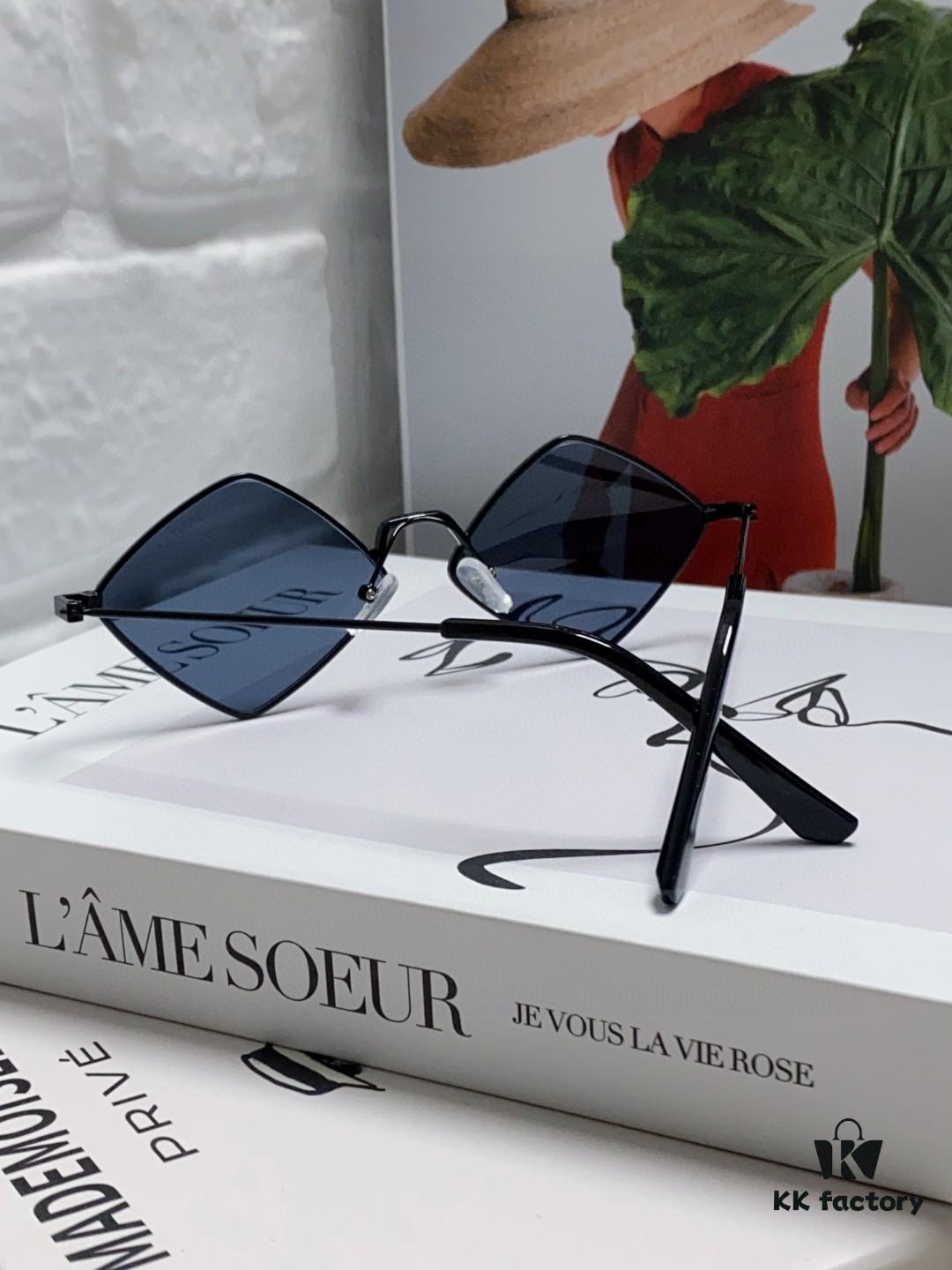 6931abddccd8ab3d7afa034a YSL Saint Laurent Polygonal Lightweight Alloy Thin Frame Sunglasses for Women, Novelty Design Spring and Summer New Arrival