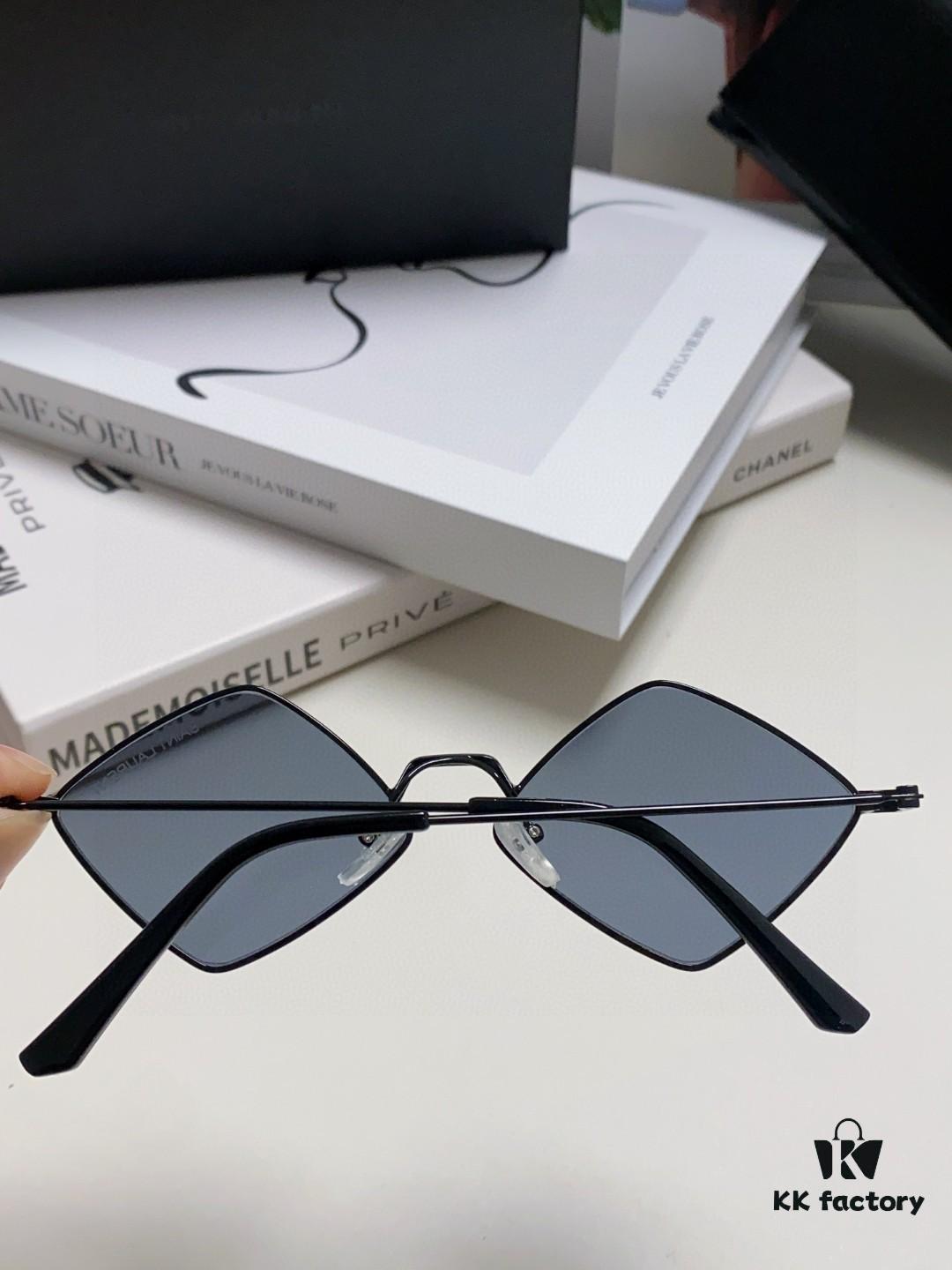 6931abddccd8ab3d7afa034c YSL Saint Laurent Polygonal Lightweight Alloy Thin Frame Sunglasses for Women, Novelty Design Spring and Summer New Arrival